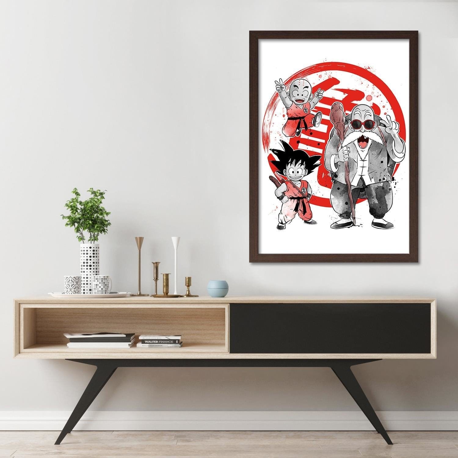 Glezna brūnā rāmī - Kame School Image Fine Art Red Home Trends DECO