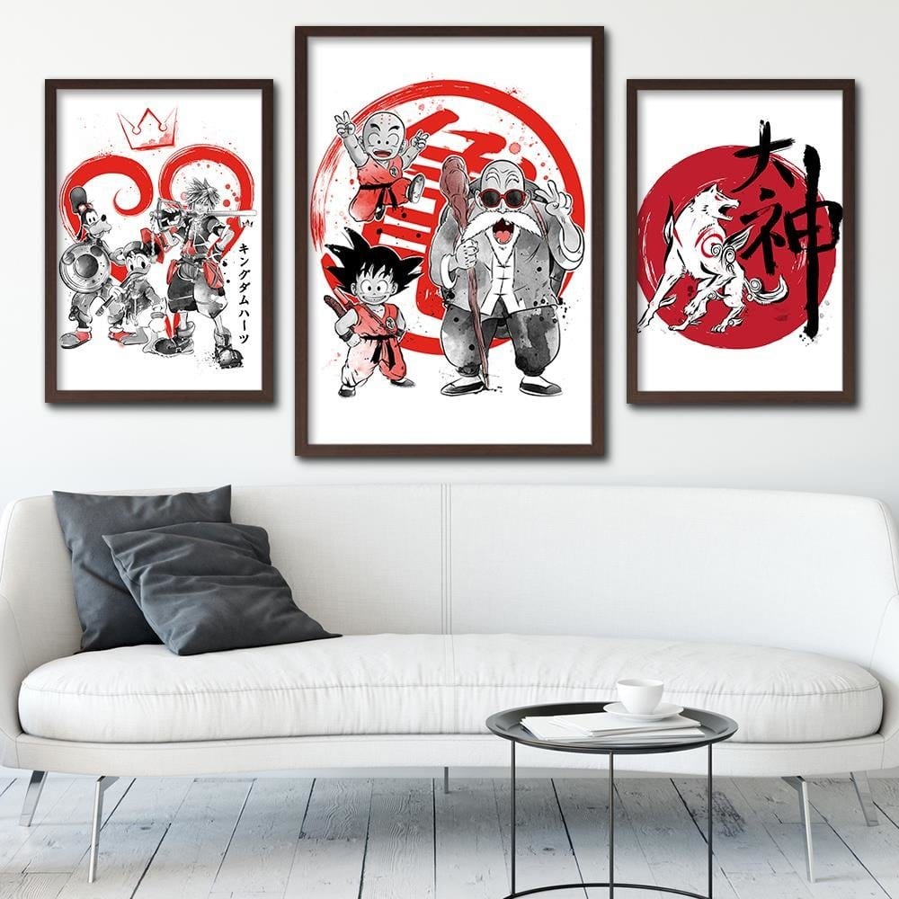 Glezna brūnā rāmī - Kame School Image Fine Art Red Home Trends DECO