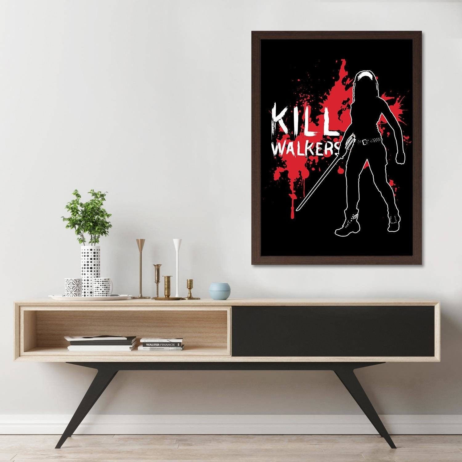 Glezna brūnā rāmī - Kill Walkers Image Black And White Home Trends DECO