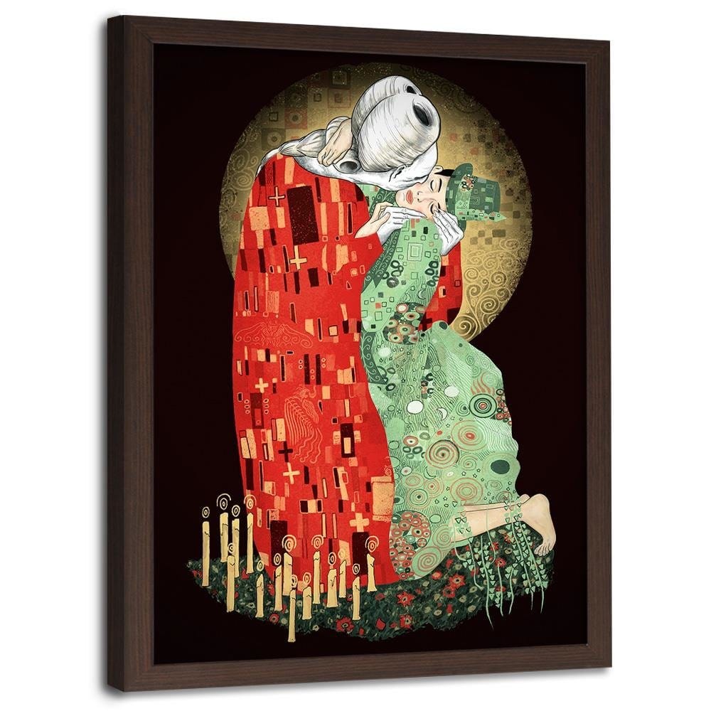 Glezna brūnā rāmī - Kiss Amid Candles Home Trends DECO