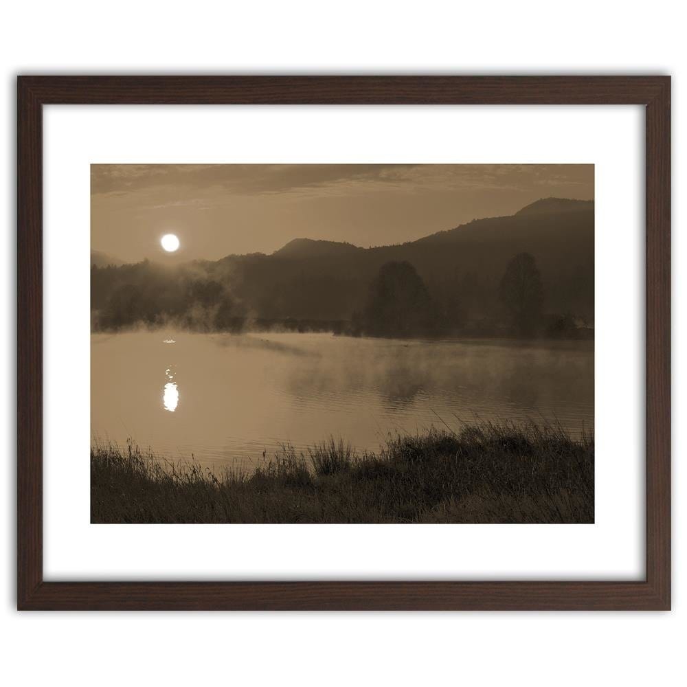 Glezna brūnā rāmī - Lake In The Fog 1 Home Trends DECO