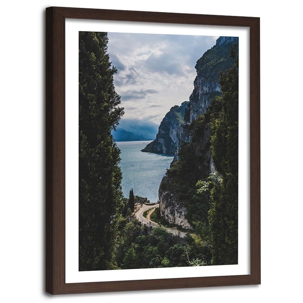 Glezna brūnā rāmī - Lake In The Mountains Home Trends DECO