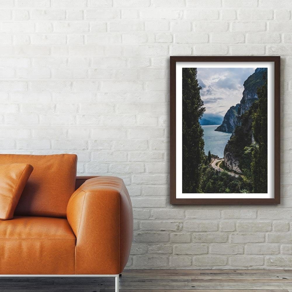 Glezna brūnā rāmī - Lake In The Mountains Home Trends DECO