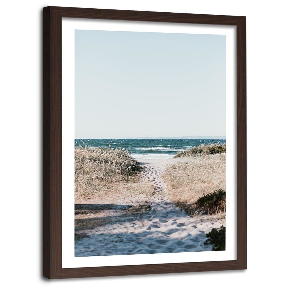 Glezna brūnā rāmī - Landing On Beaches Home Trends DECO