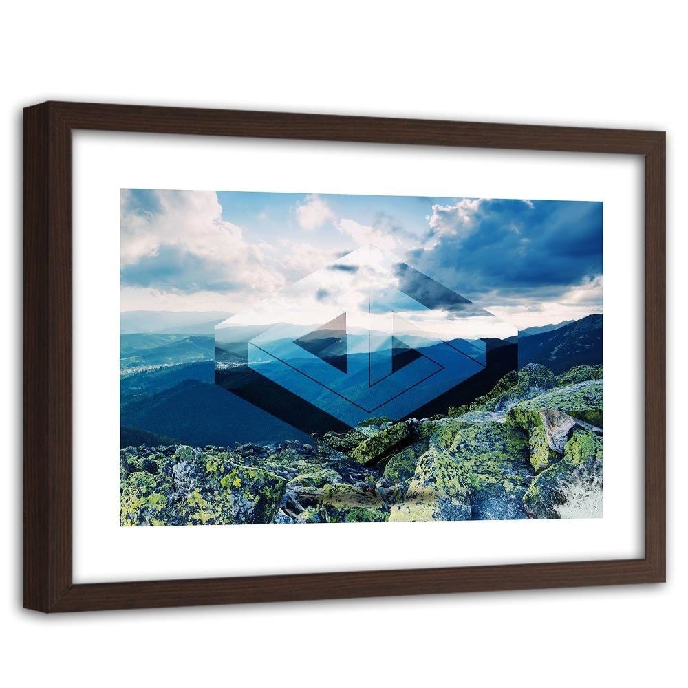 Glezna brūnā rāmī - Landscape With Geometric Figure 1 Home Trends DECO