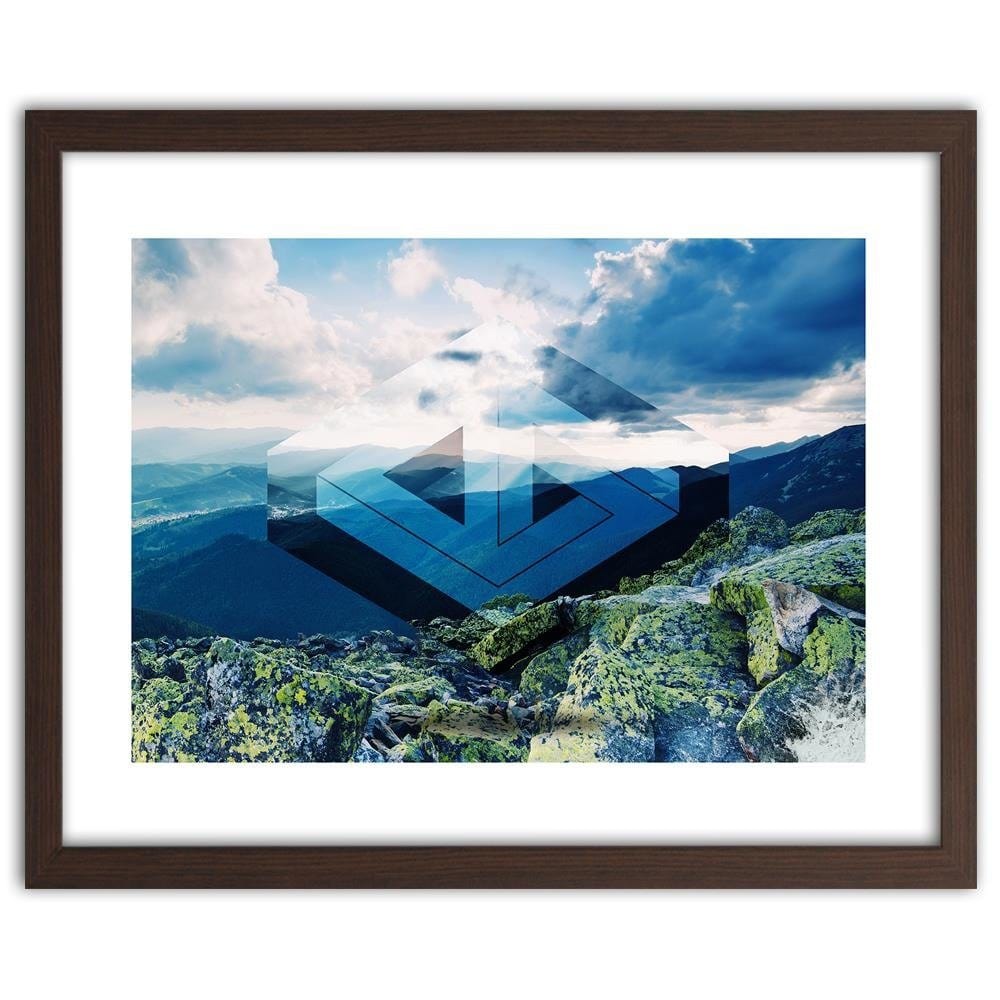 Glezna brūnā rāmī - Landscape With Geometric Figure 1 Home Trends DECO