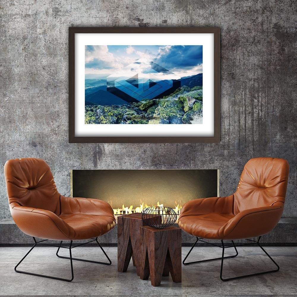 Glezna brūnā rāmī - Landscape With Geometric Figure 1 Home Trends DECO