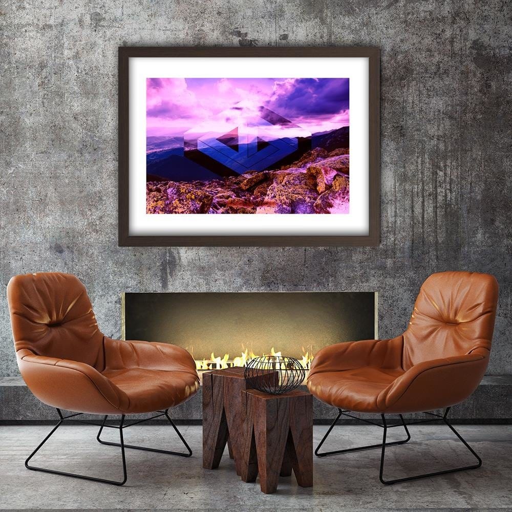 Glezna brūnā rāmī - Landscape With Geometric Figure 2 Home Trends DECO