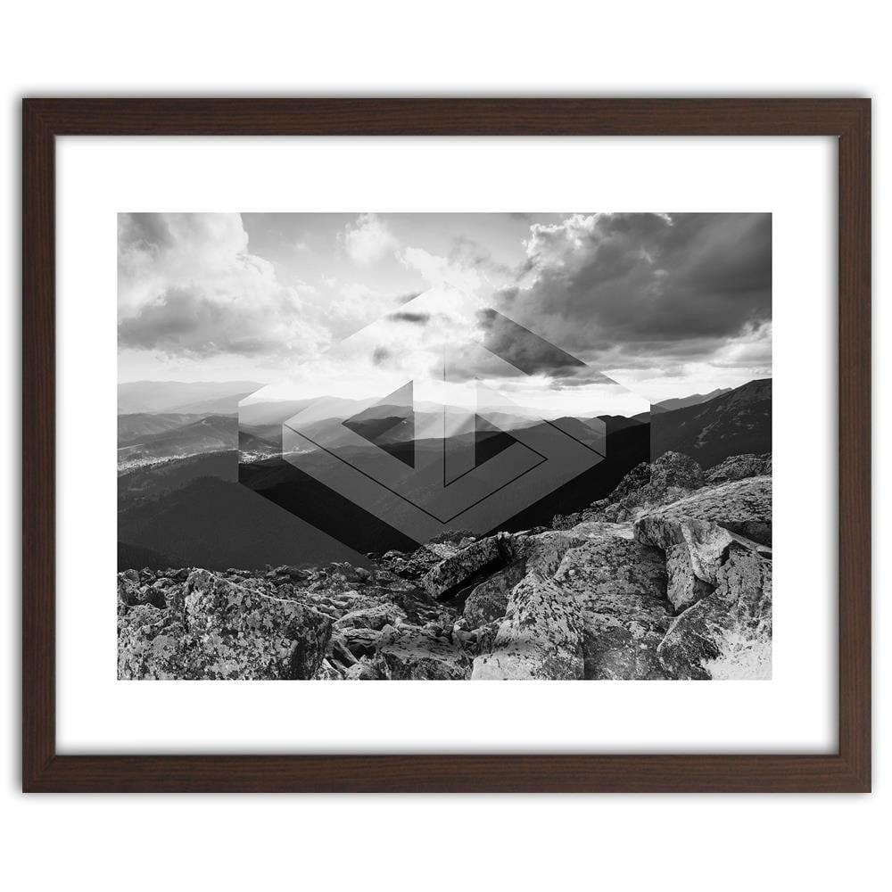 Glezna brūnā rāmī - Landscape With Geometric Figure 3 Home Trends DECO