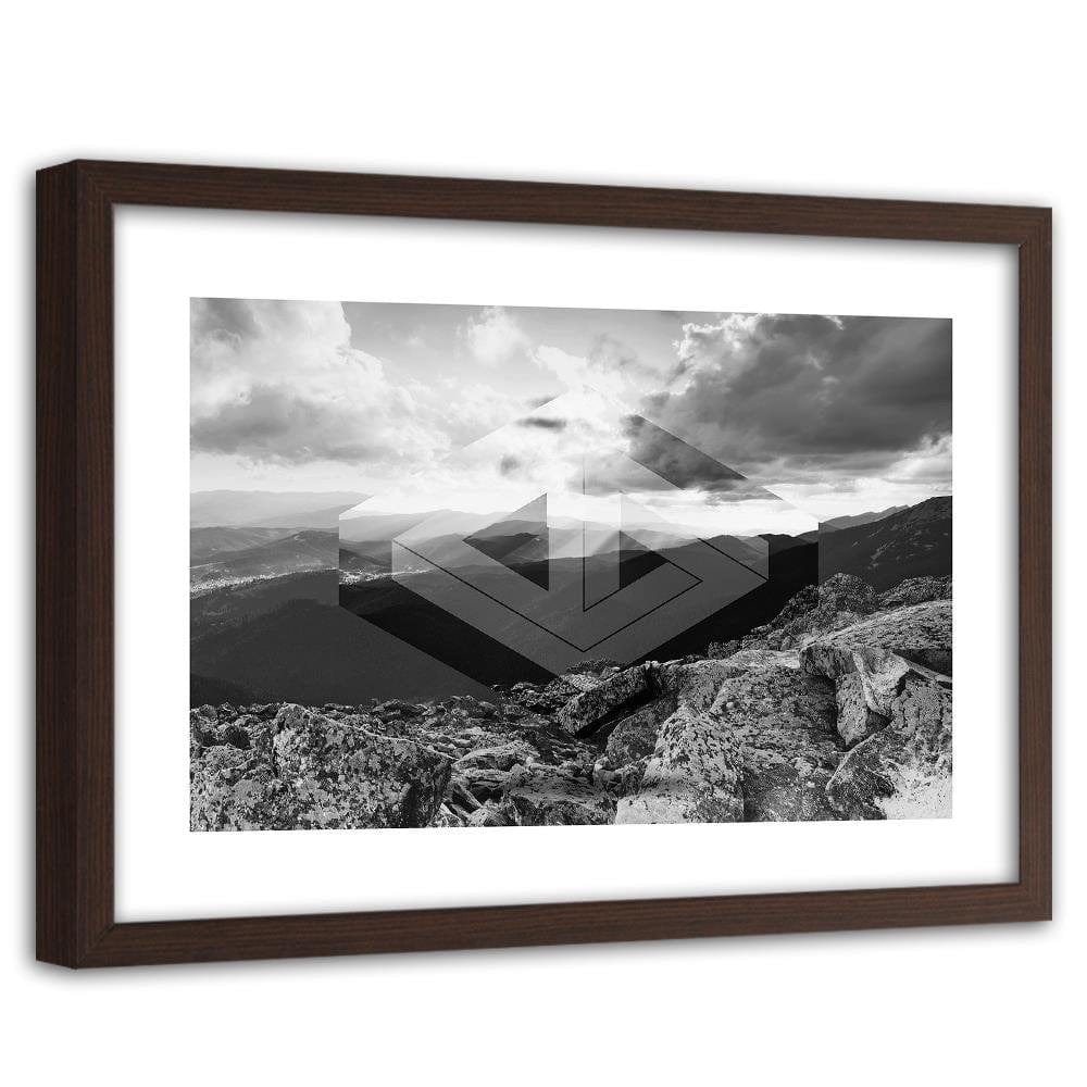 Glezna brūnā rāmī - Landscape With Geometric Figure 3 Home Trends DECO