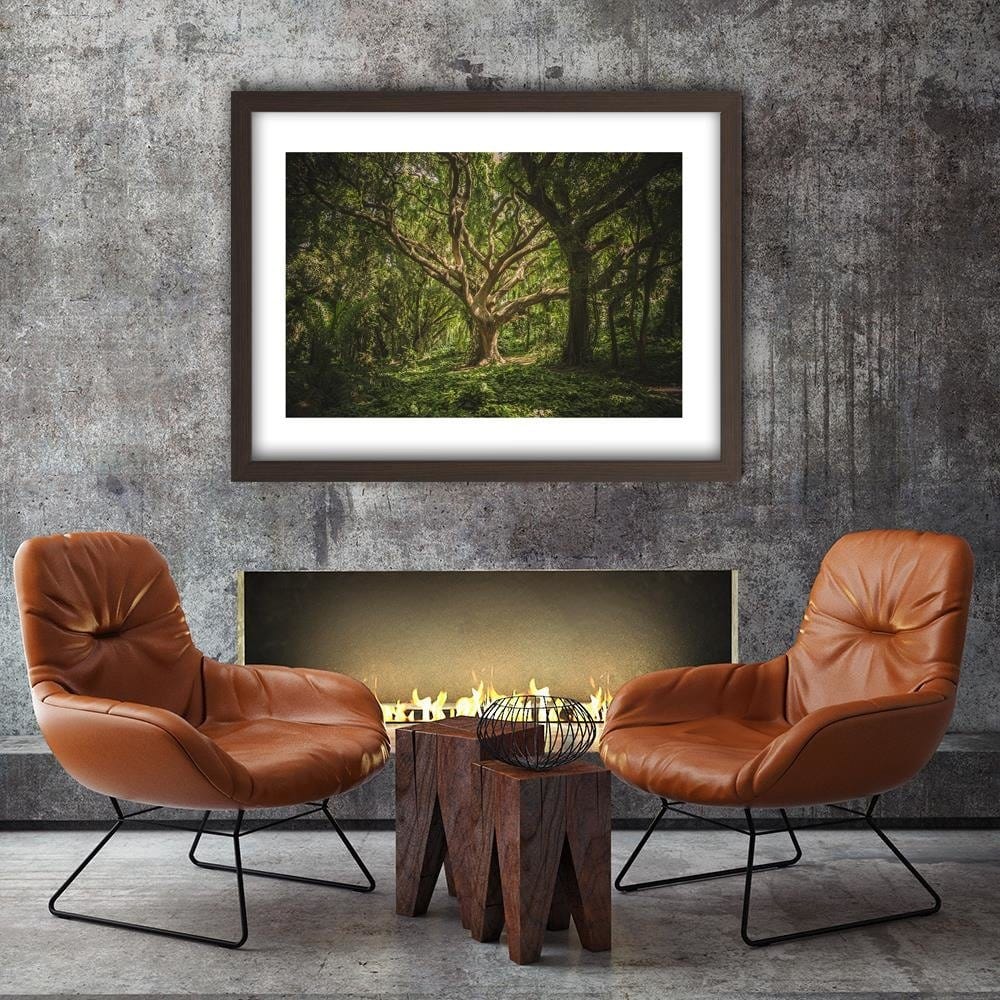 Glezna brūnā rāmī - Large Tree In The Middle Of The Forest Home Trends DECO