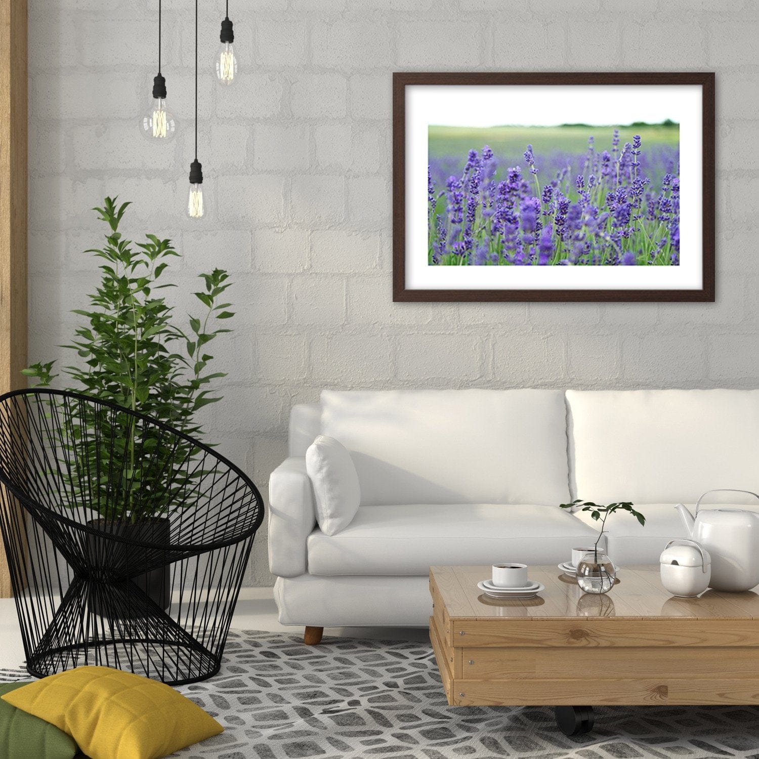 Glezna brūnā rāmī - Lavender Fields Home Trends DECO
