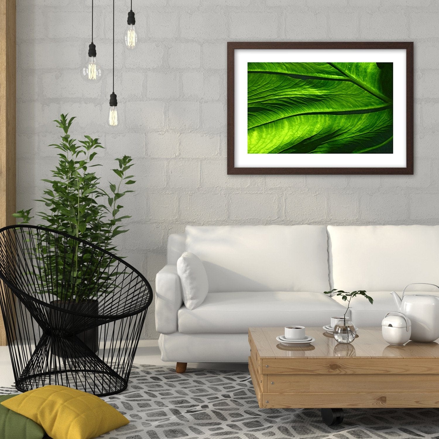 Glezna brūnā rāmī - Leaf Structure Home Trends DECO