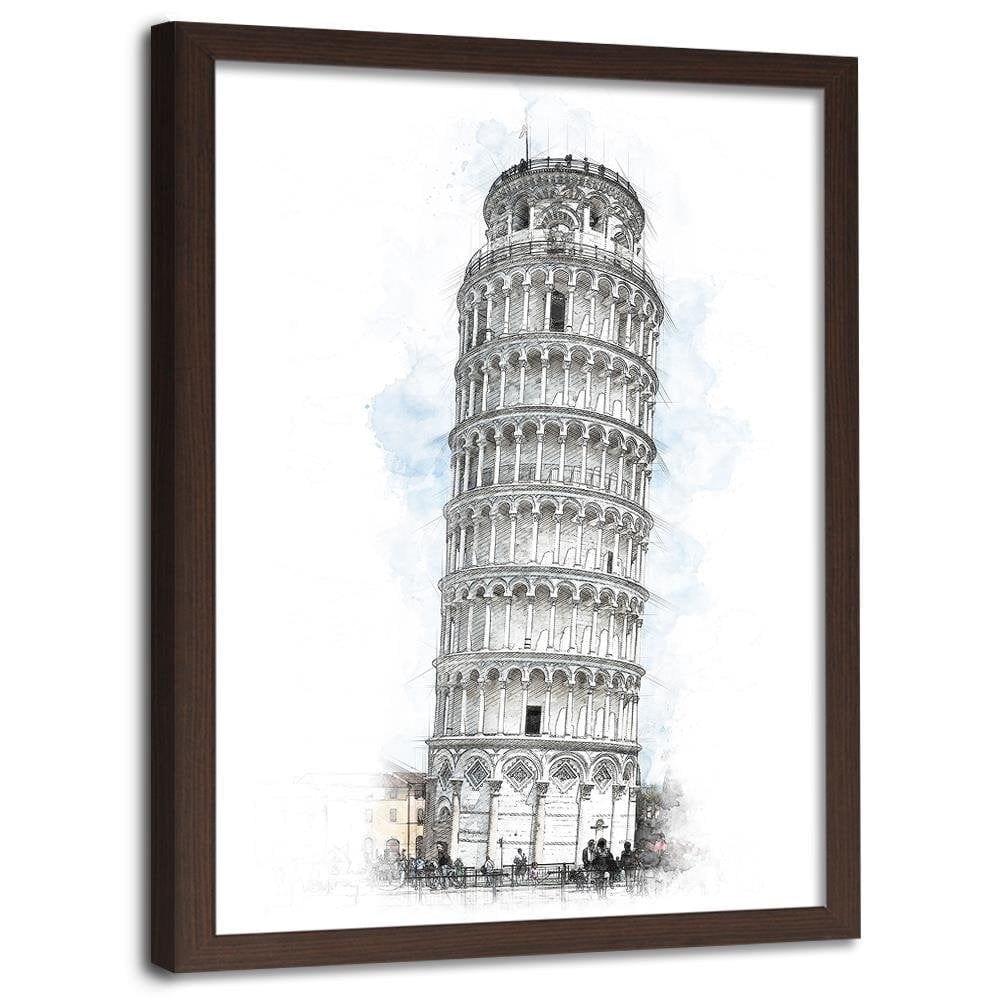 Glezna brūnā rāmī - Leaning Tower Grey Home Trends DECO