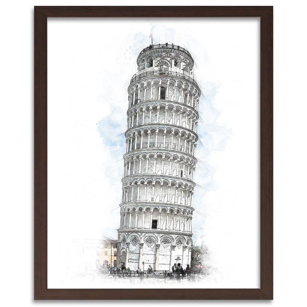Glezna brūnā rāmī - Leaning Tower Grey Home Trends DECO