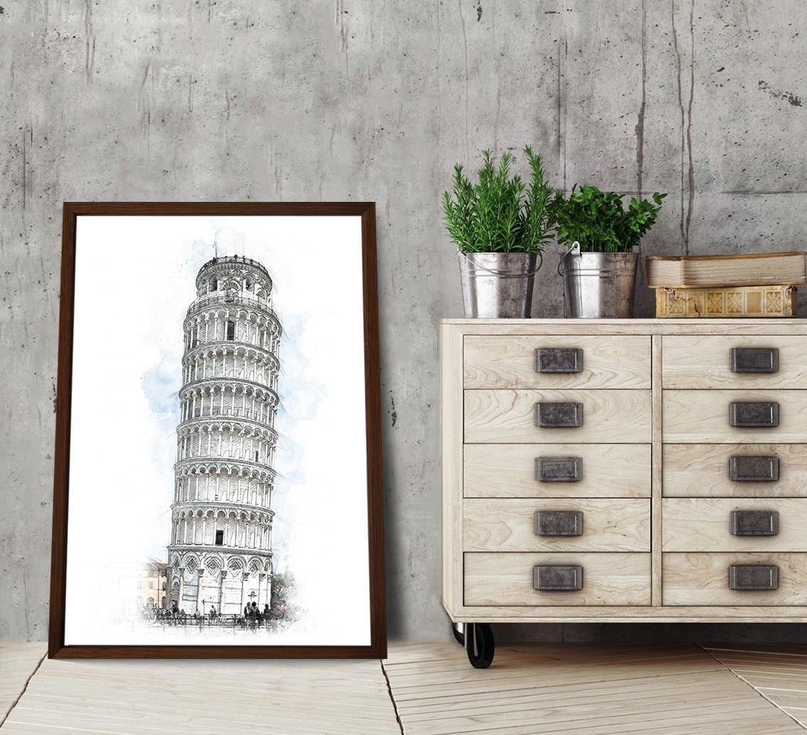 Glezna brūnā rāmī - Leaning Tower Grey Home Trends DECO