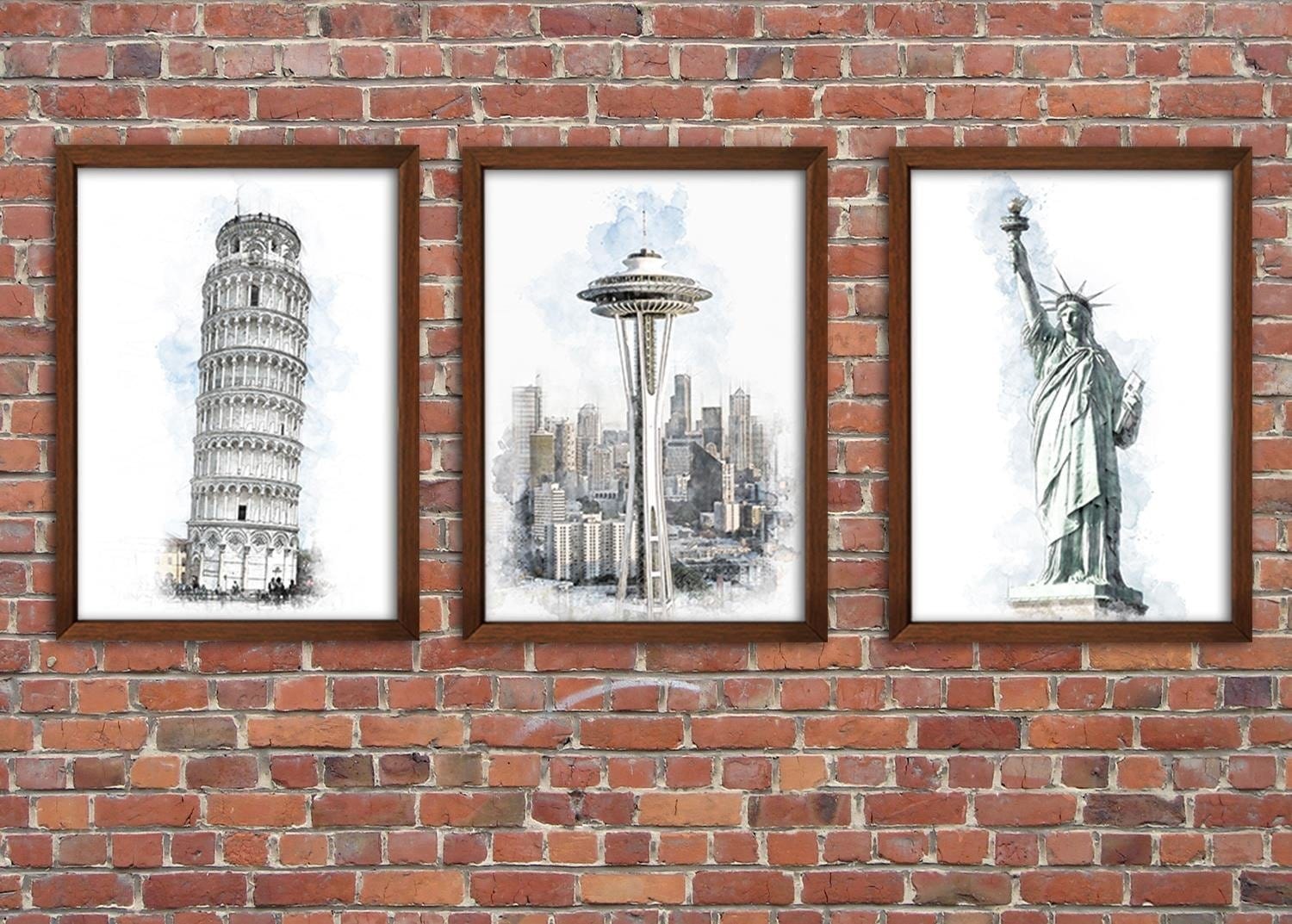 Glezna brūnā rāmī - Leaning Tower Grey Home Trends DECO