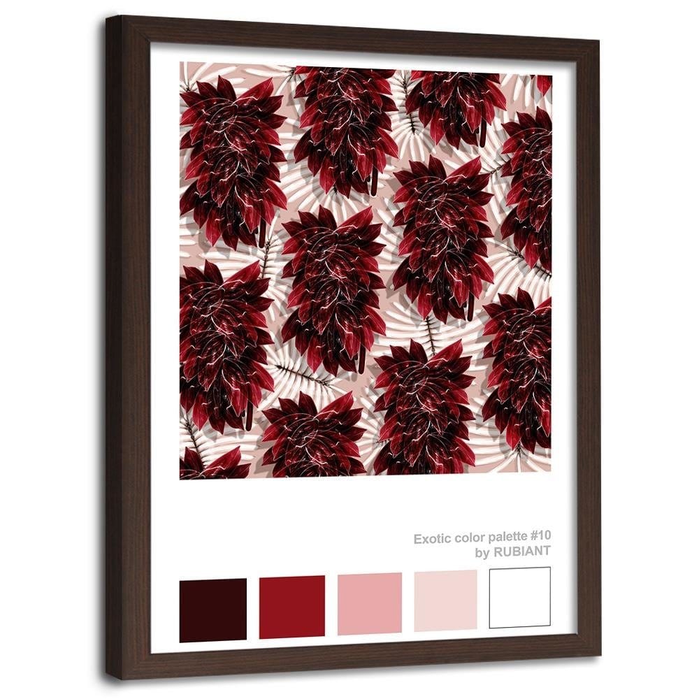 Glezna brūnā rāmī - Leaves Exotic Red Home Trends DECO