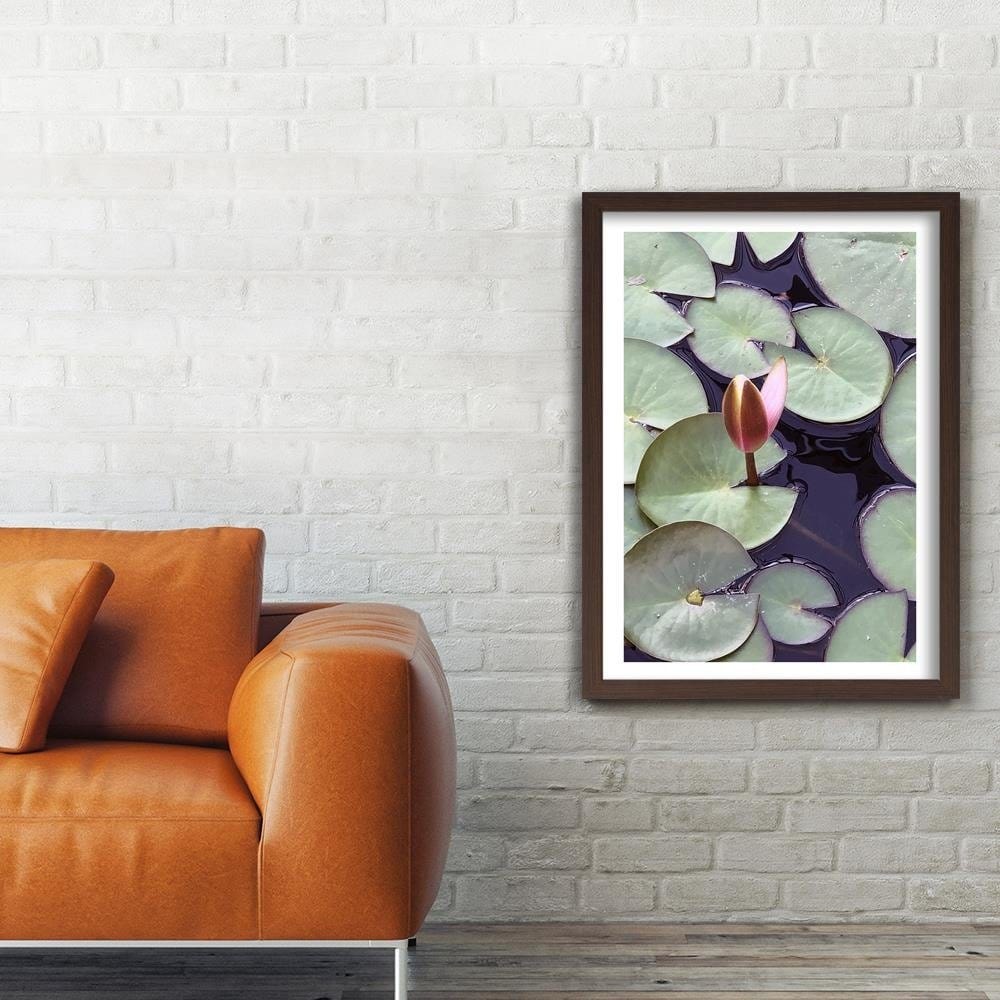 Glezna brūnā rāmī - Leaves Of Water Lilies Home Trends DECO