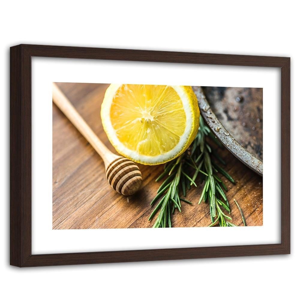 Glezna brūnā rāmī - Lemon And Rosemary Home Trends DECO