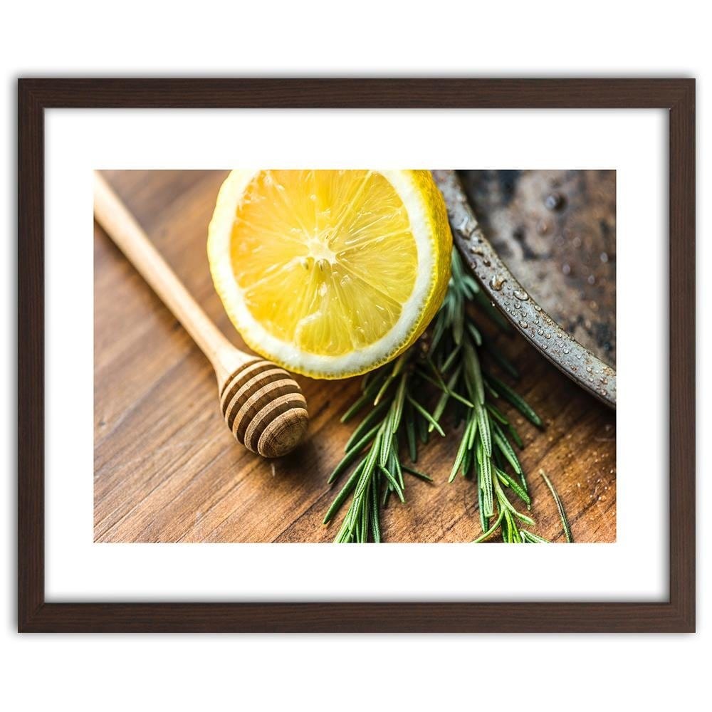 Glezna brūnā rāmī - Lemon And Rosemary Home Trends DECO