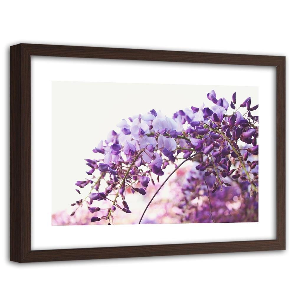 Glezna brūnā rāmī - Lilac Wisteria Flowers Home Trends DECO