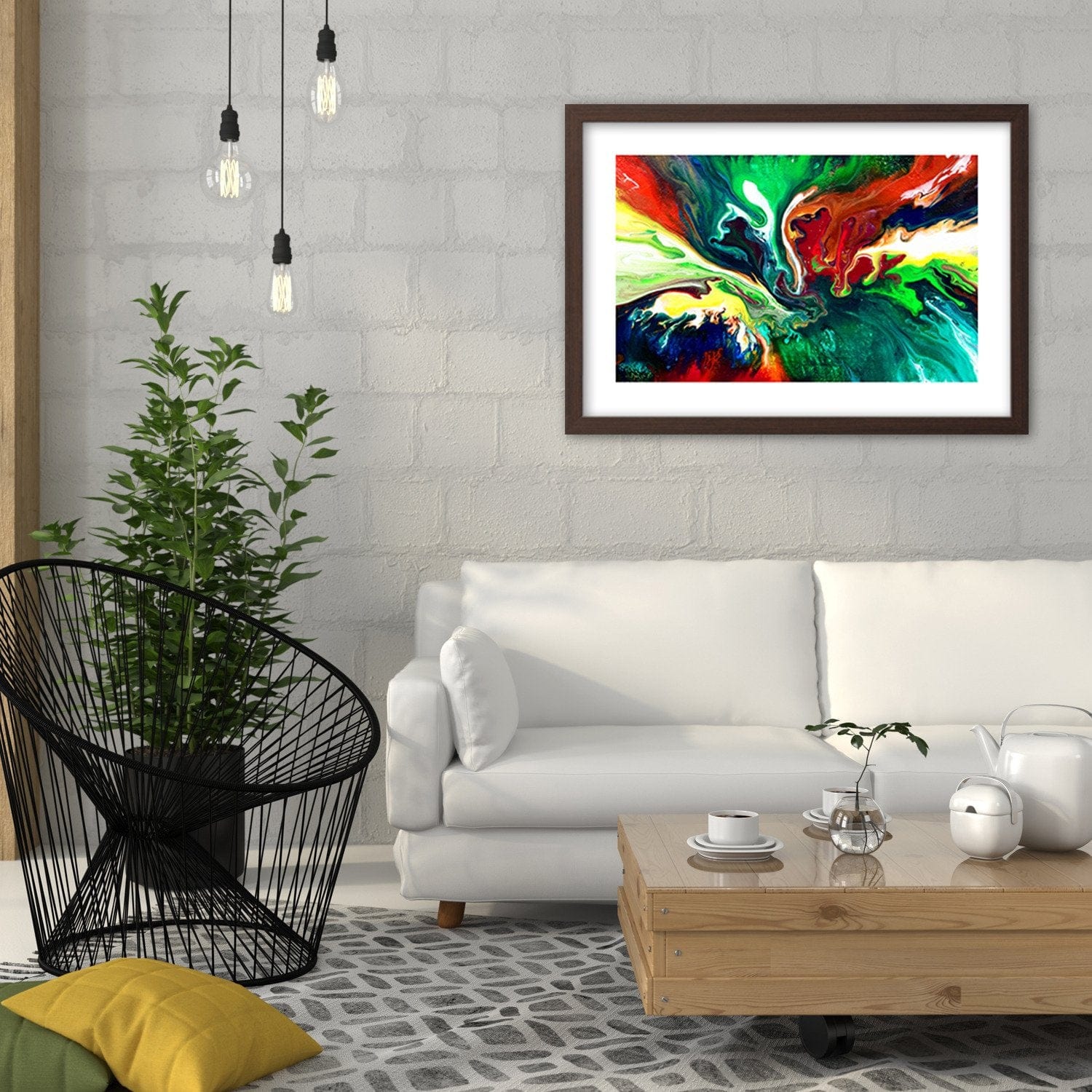 Glezna brūnā rāmī - Liquid Abstraction  Home Trends DECO