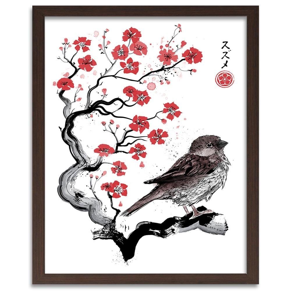 Glezna brūnā rāmī - Little Sparrow Red Home Trends DECO