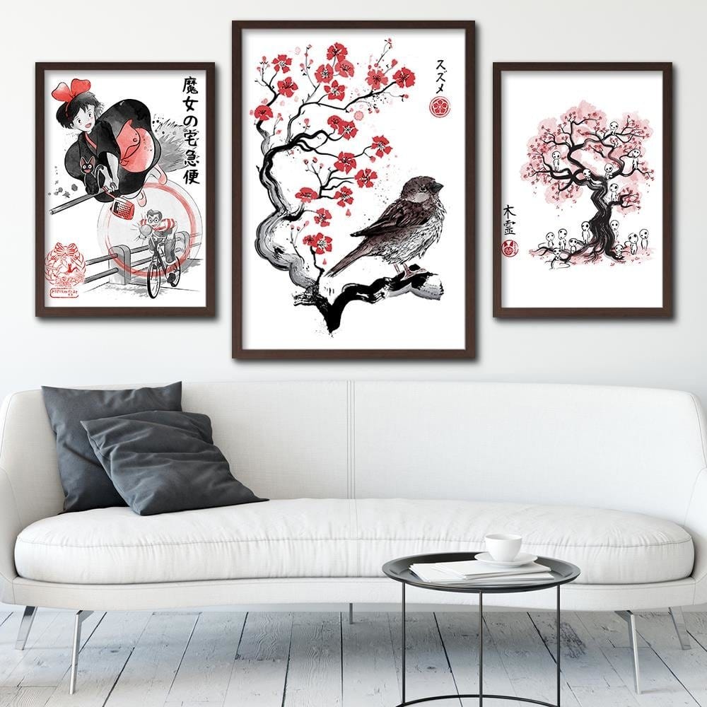 Glezna brūnā rāmī - Little Sparrow Red Home Trends DECO