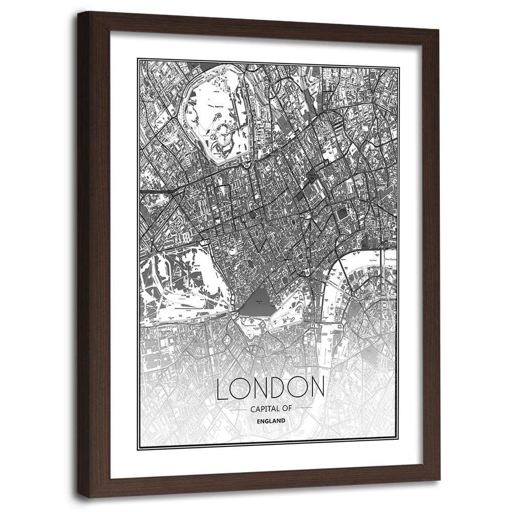Glezna brūnā rāmī - London City Plan Home Trends DECO