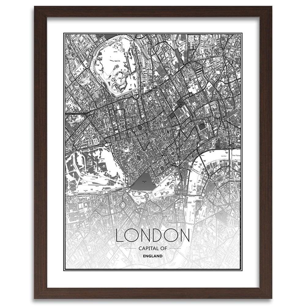 Glezna brūnā rāmī - London City Plan Home Trends DECO