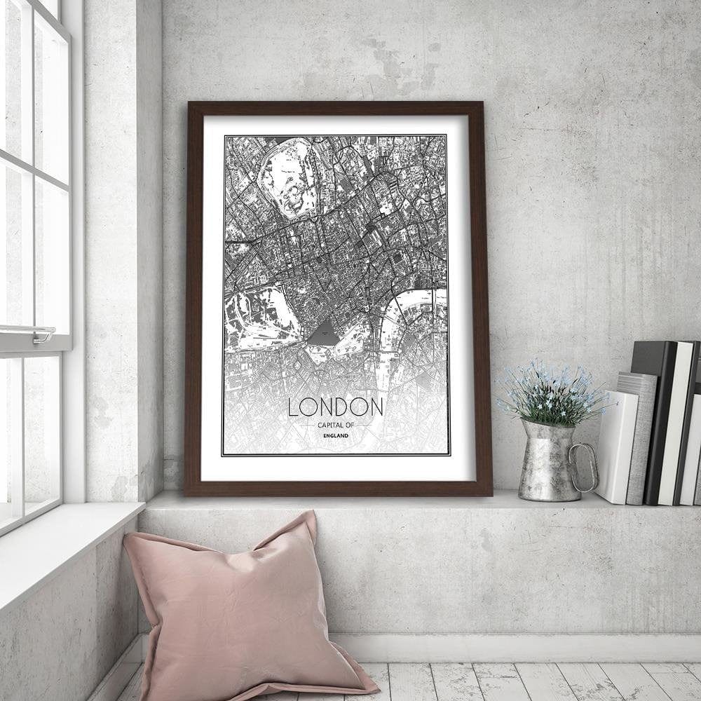 Glezna brūnā rāmī - London City Plan Home Trends DECO
