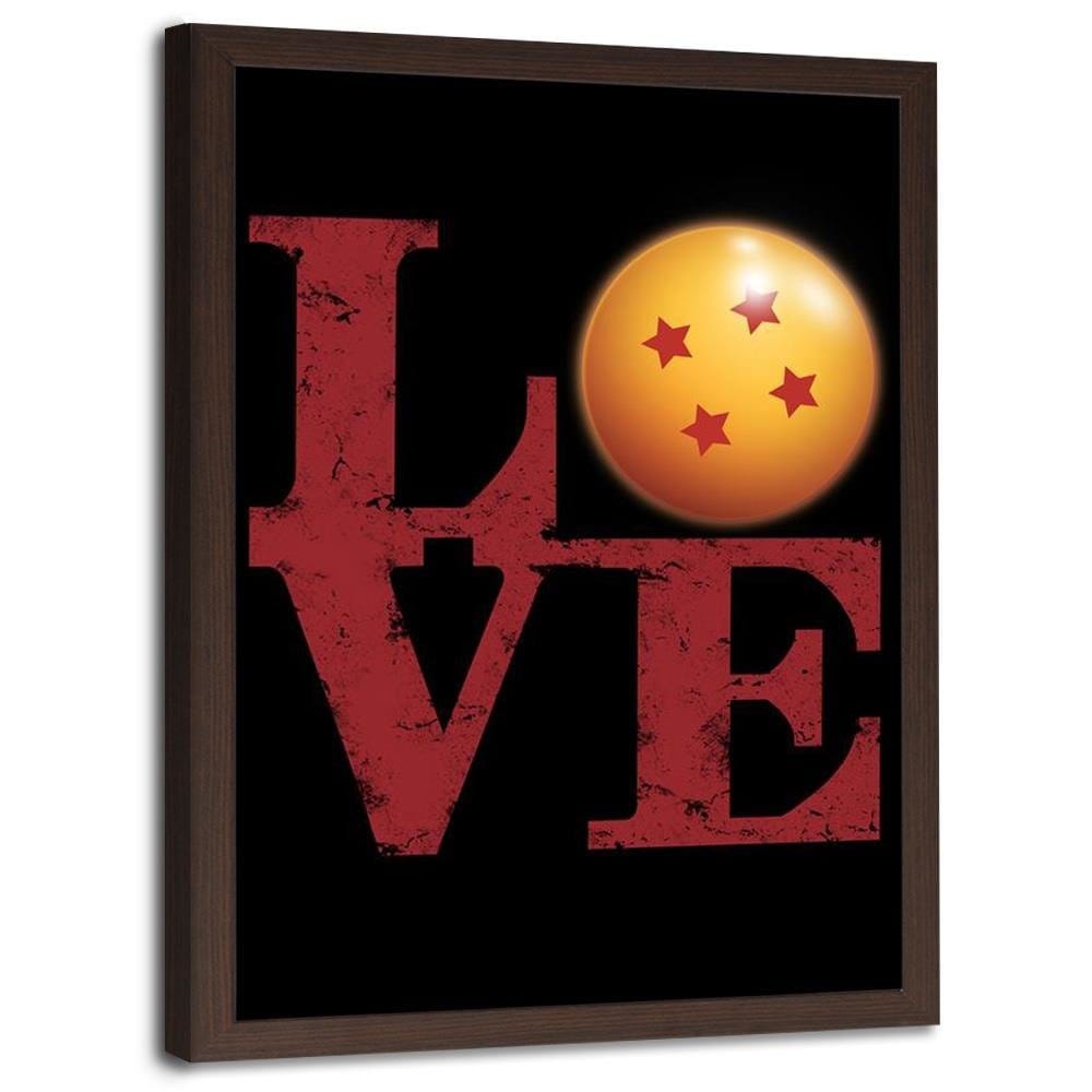 Glezna brūnā rāmī - Love Inscription Red Home Trends DECO