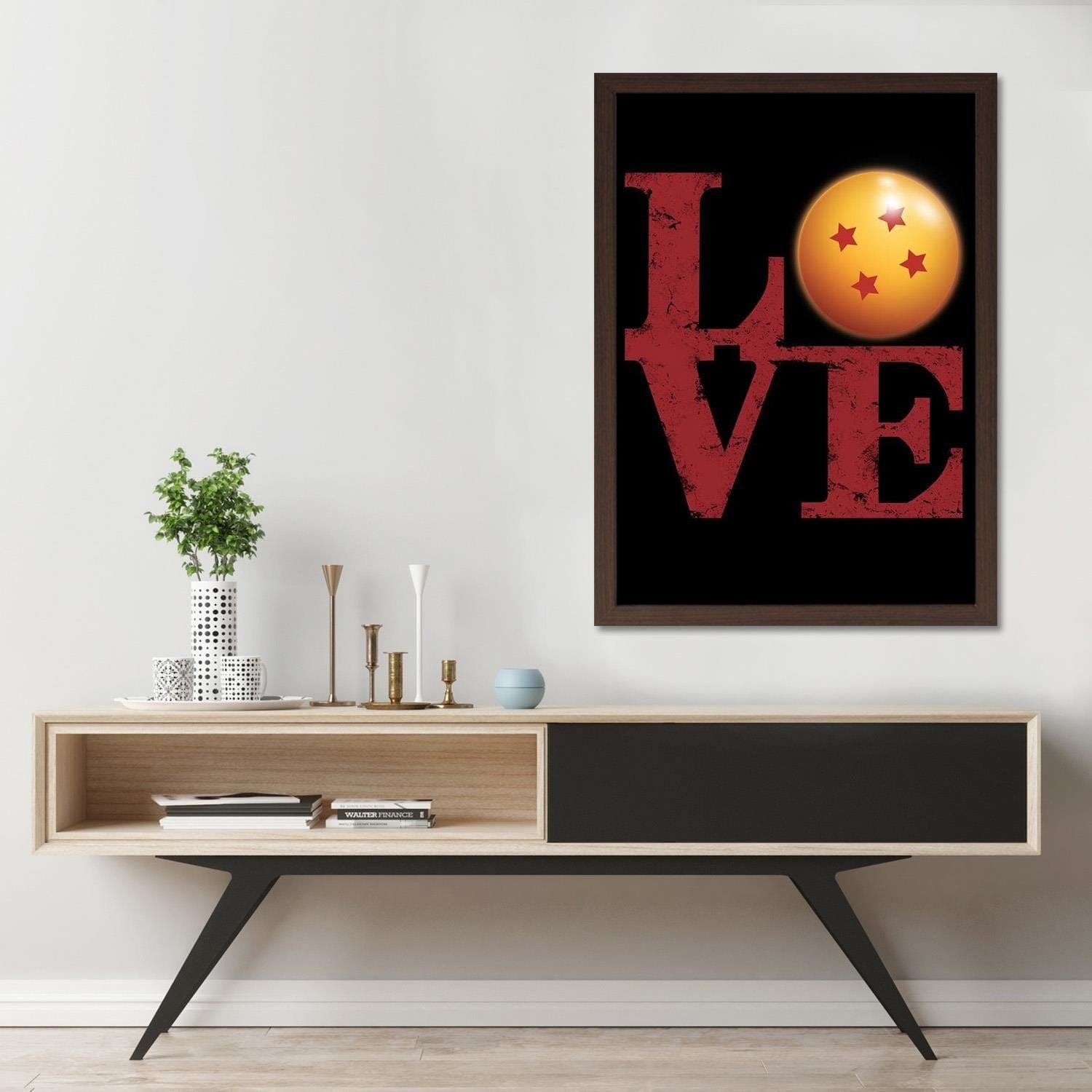 Glezna brūnā rāmī - Love Inscription Red Home Trends DECO
