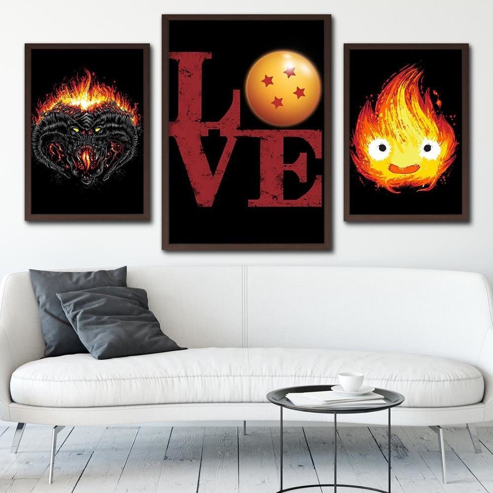Glezna brūnā rāmī - Love Inscription Red Home Trends DECO