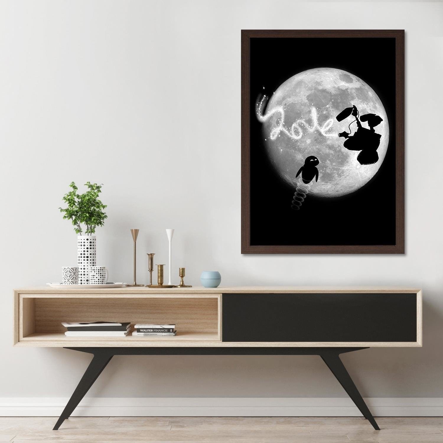 Glezna brūnā rāmī - Love Two Robots Grey Home Trends DECO
