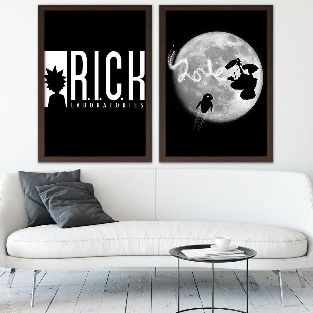 Glezna brūnā rāmī - Love Two Robots Grey Home Trends DECO