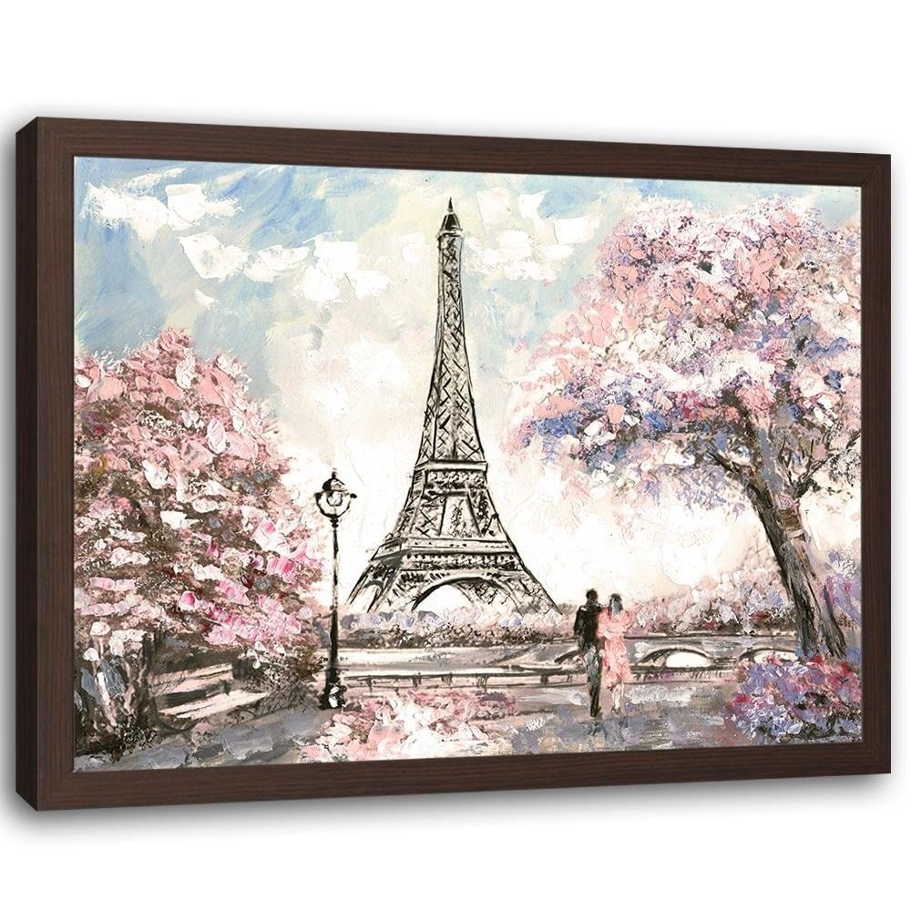 Glezna brūnā rāmī - Lovers By The Eiffel Tower Home Trends DECO