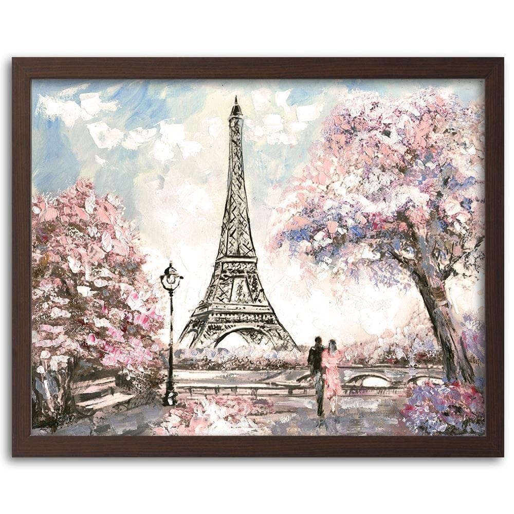 Glezna brūnā rāmī - Lovers By The Eiffel Tower Home Trends DECO