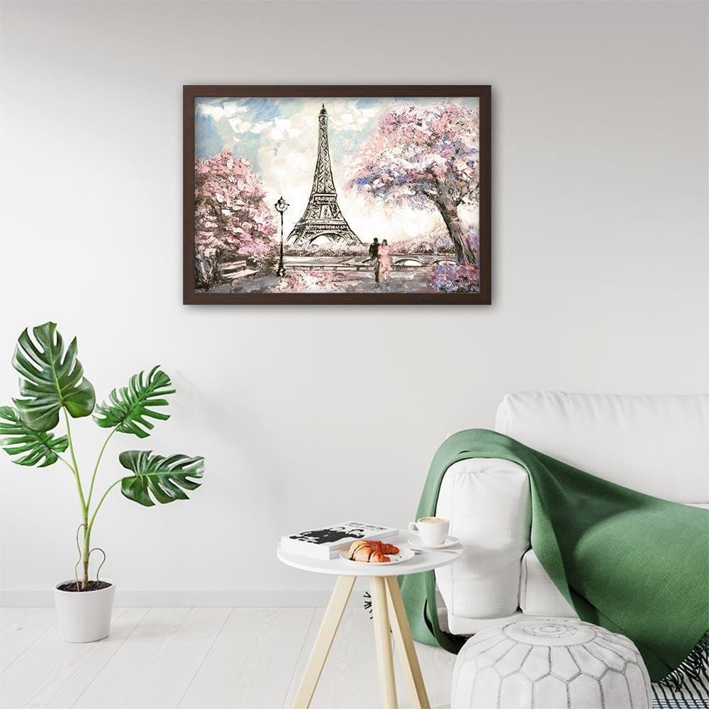 Glezna brūnā rāmī - Lovers By The Eiffel Tower Home Trends DECO