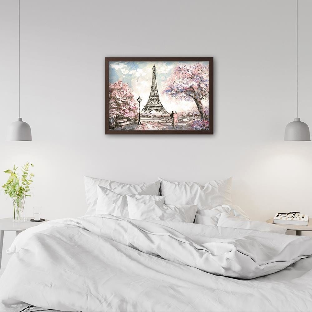 Glezna brūnā rāmī - Lovers By The Eiffel Tower Home Trends DECO