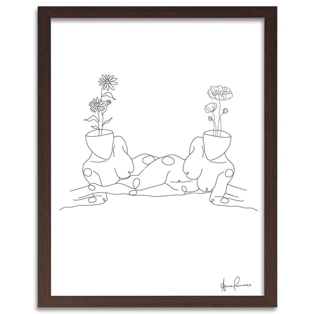 Glezna brūnā rāmī - Lying Down Women Home Trends DECO