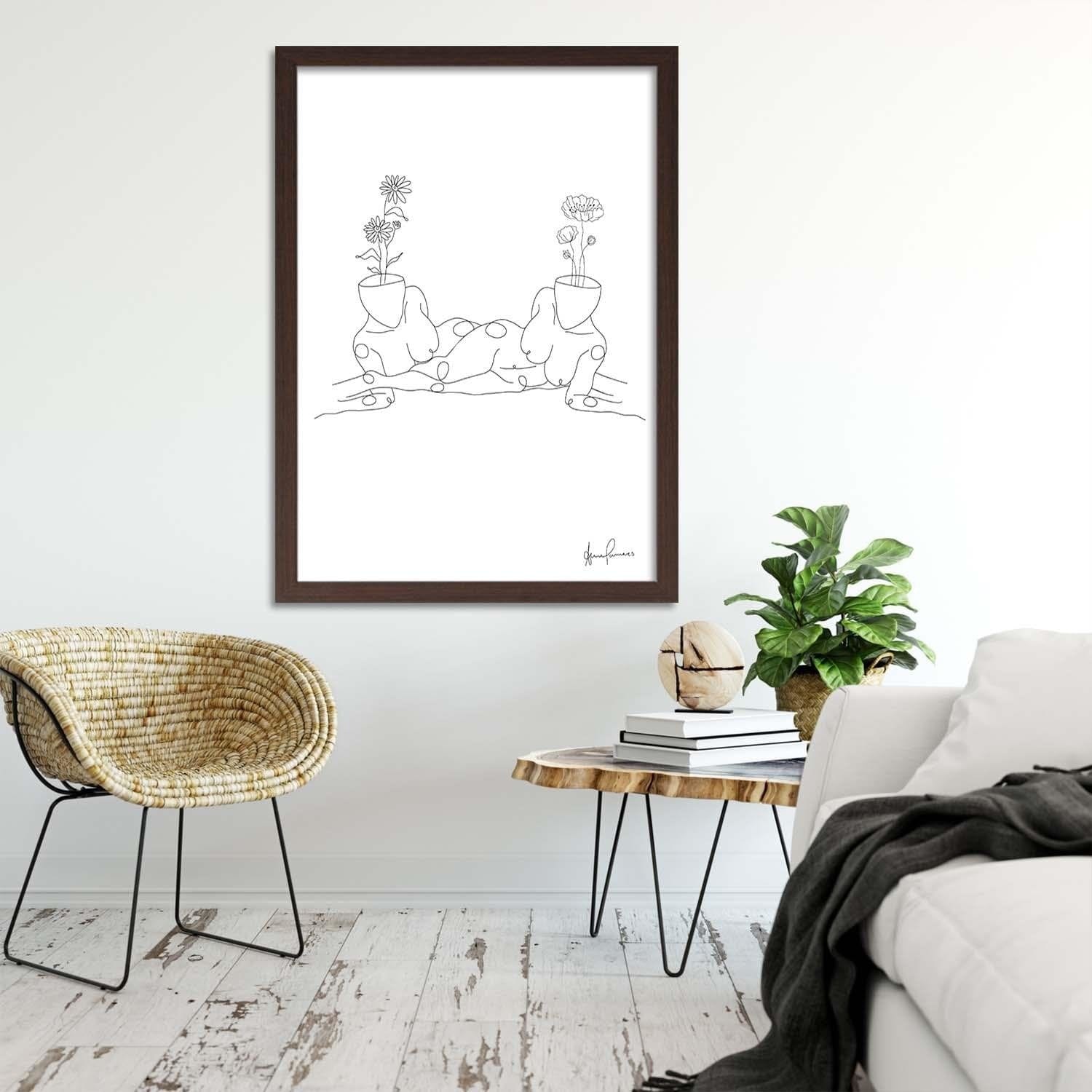 Glezna brūnā rāmī - Lying Down Women Home Trends DECO