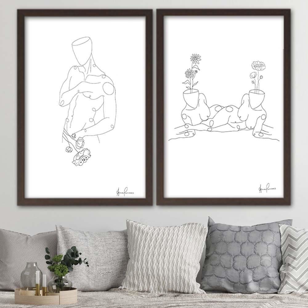 Glezna brūnā rāmī - Lying Down Women Home Trends DECO
