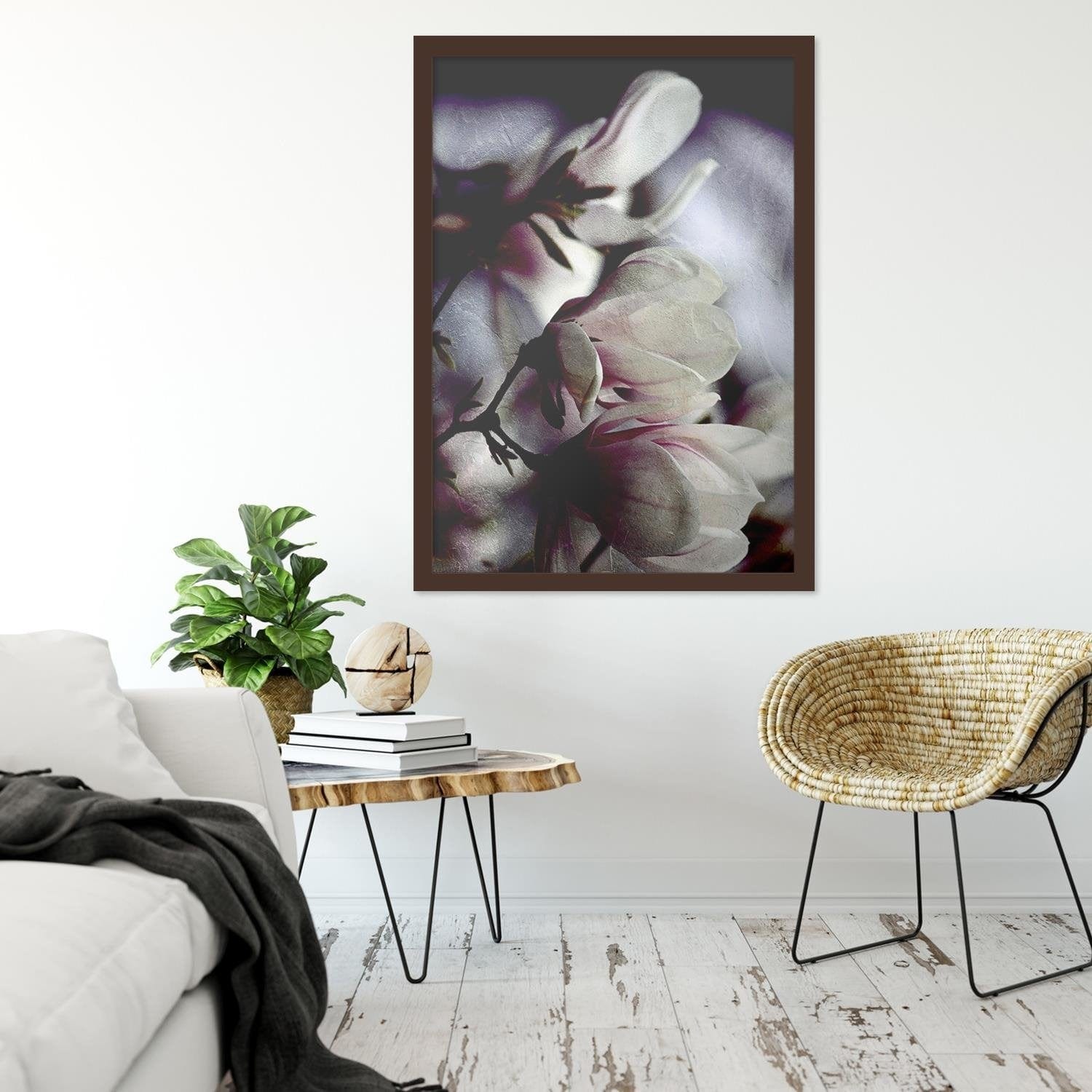 Glezna brūnā rāmī - Magnolia Buds Home Trends DECO