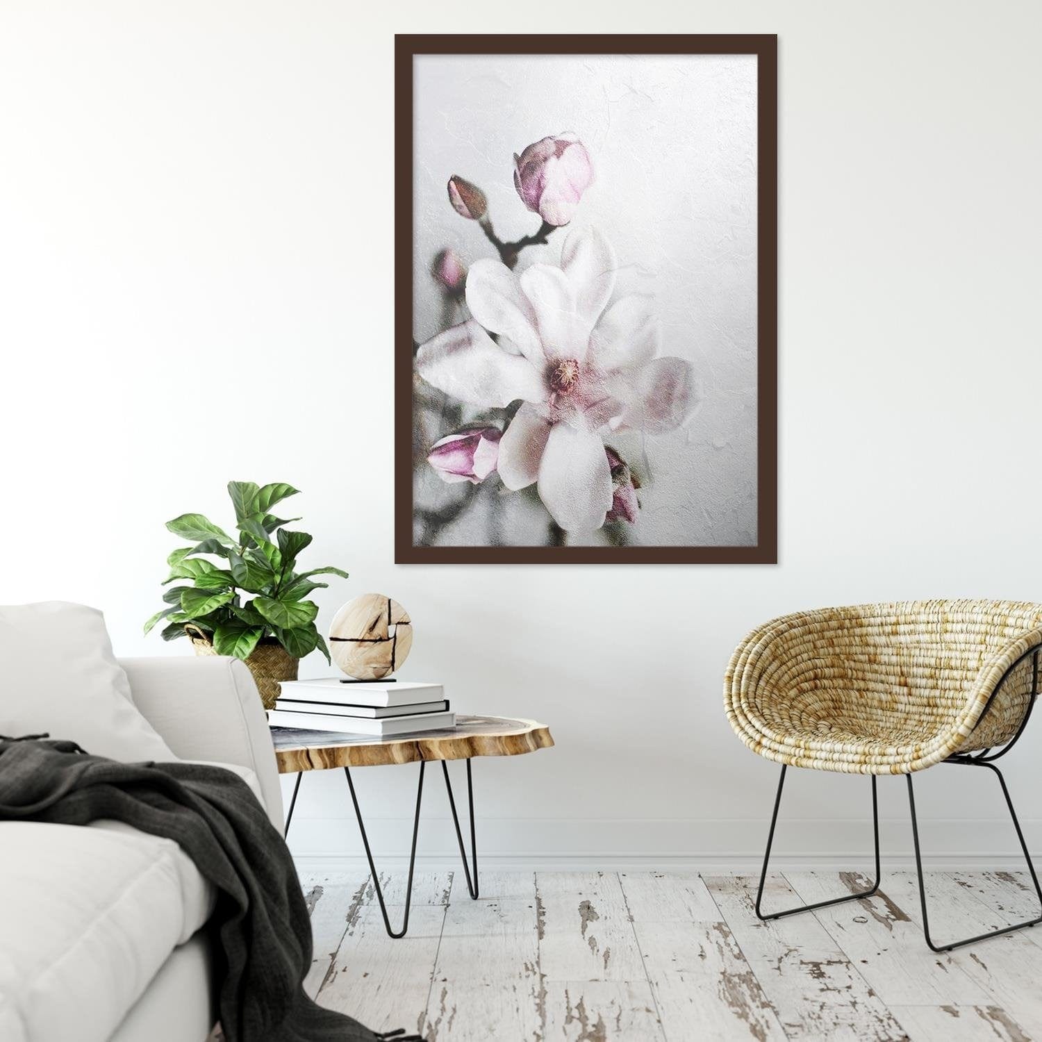 Glezna brūnā rāmī - Magnolia Flower Home Trends DECO