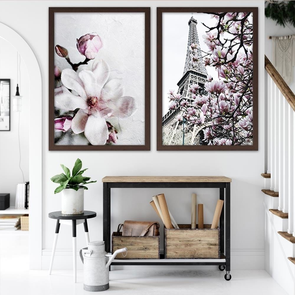 Glezna brūnā rāmī - Magnolia Flower Home Trends DECO