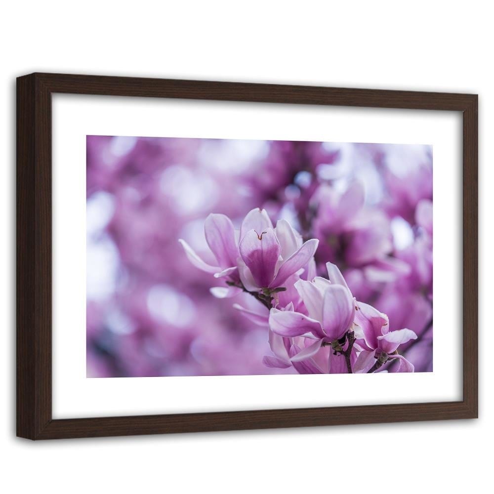 Glezna brūnā rāmī - Magnolia Flowers Home Trends DECO