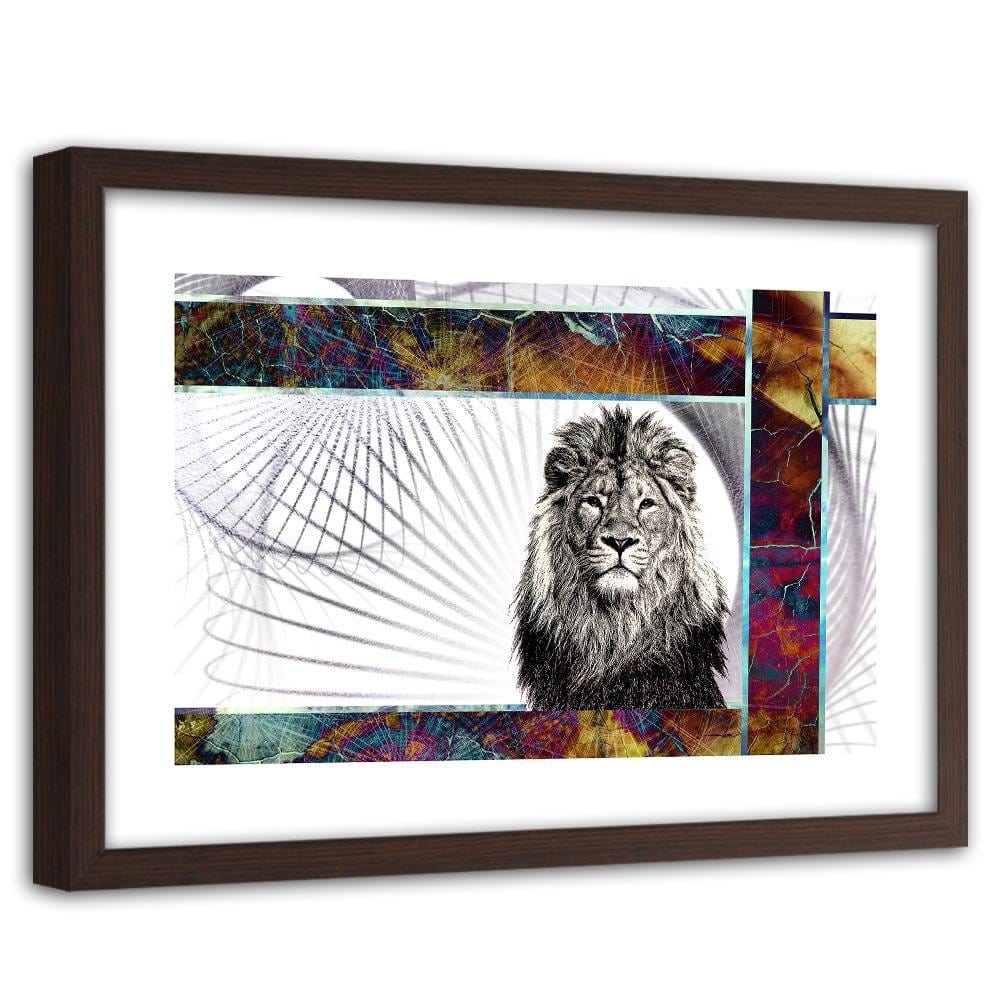 Glezna brūnā rāmī - Majestic Lion Home Trends DECO