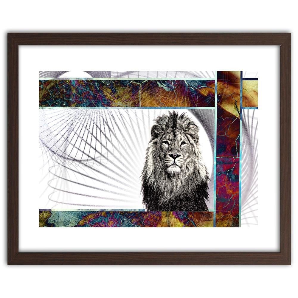 Glezna brūnā rāmī - Majestic Lion Home Trends DECO